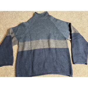 J. CREW Vintage Mens Wool Oarsman Fisherman Knit Sweater Size XXL Blue Gray